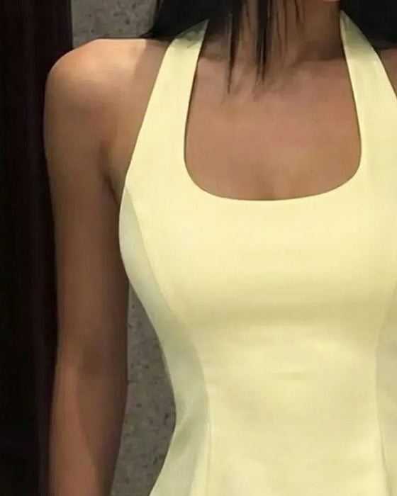 Tank Tops Halter Kwadratowa Szyja Szykowny