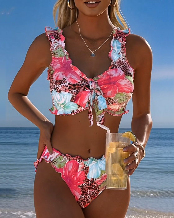 Bikinis Kwiatowy Lampart Patchwork
