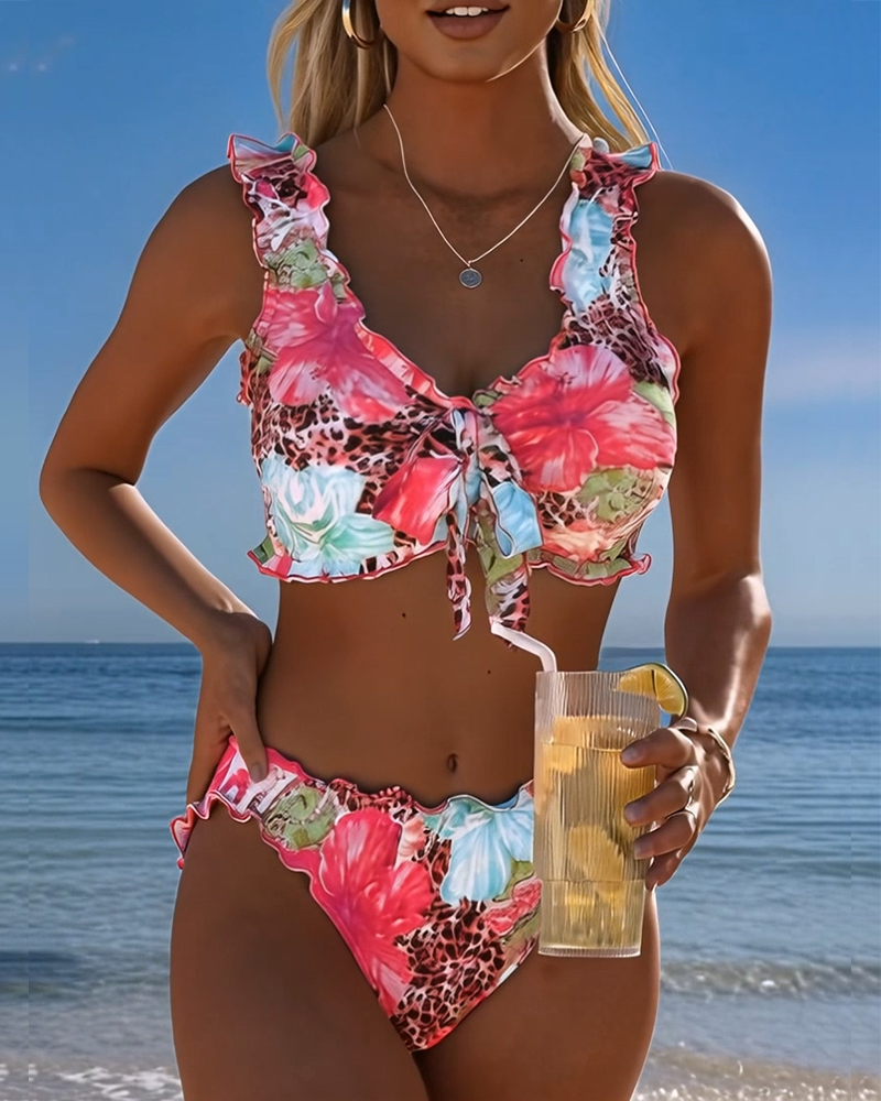 Bikinis Kwiatowy Lampart Patchwork