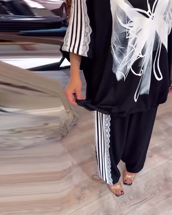 Garnitur Luźny Casual Dwuczęściowy