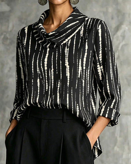 Top Drapowany Cowl Dekolt Linia
