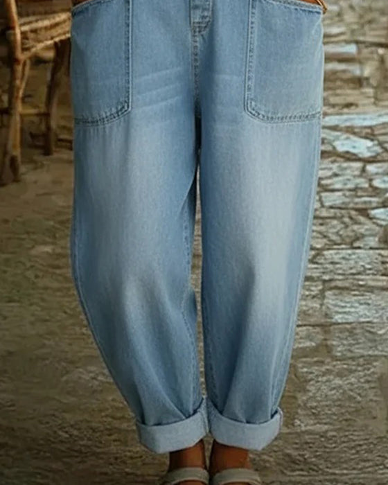 Kombinezon Swobodny Kieszeń Denim
