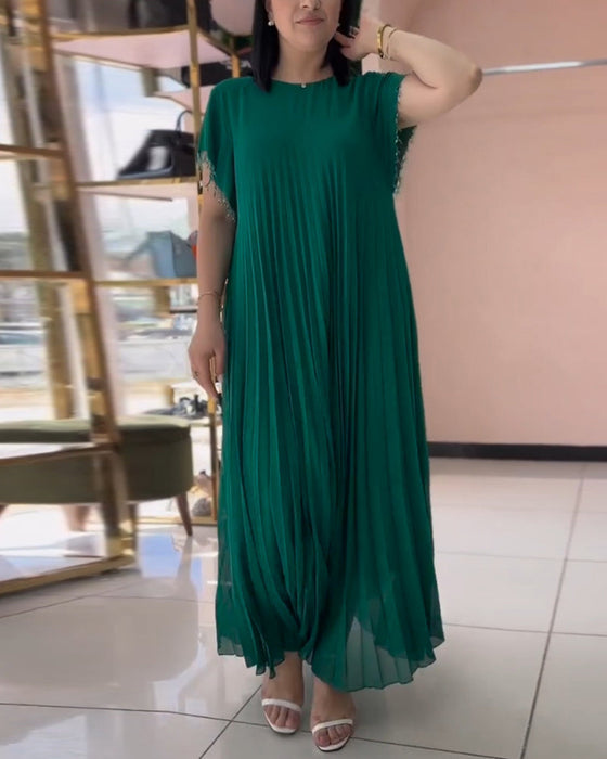 Sukienka z krótkim rękawkiem i zakładką