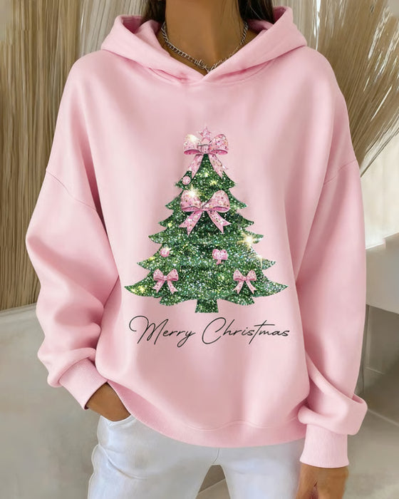 Bluza Z Kapturem Casual Świąteczny Nadruk