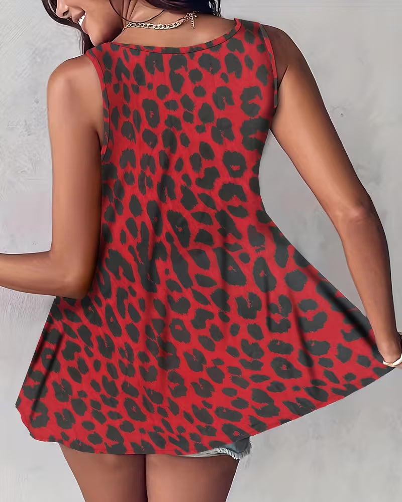 Top Cami Dekolt V Leopardzi Nadruk