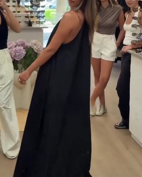 Sukienka Elegancka Bez Rękawów Podłogowa