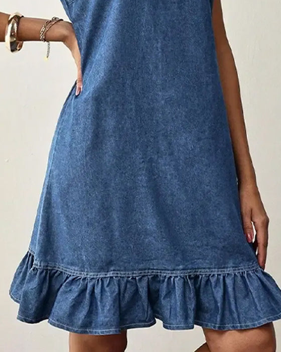 Sukienki Bez Rękawów Denim Syrena Kamizelka Krótki