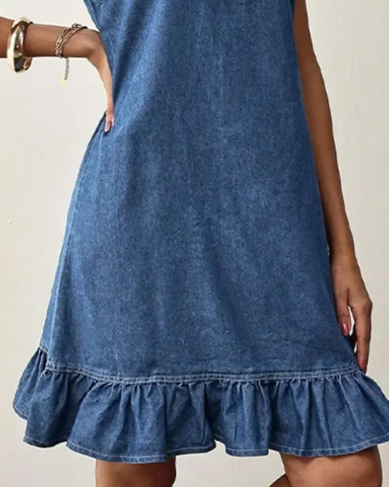 Sukienki Bez Rękawów Denim Syrena Kamizelka Krótki