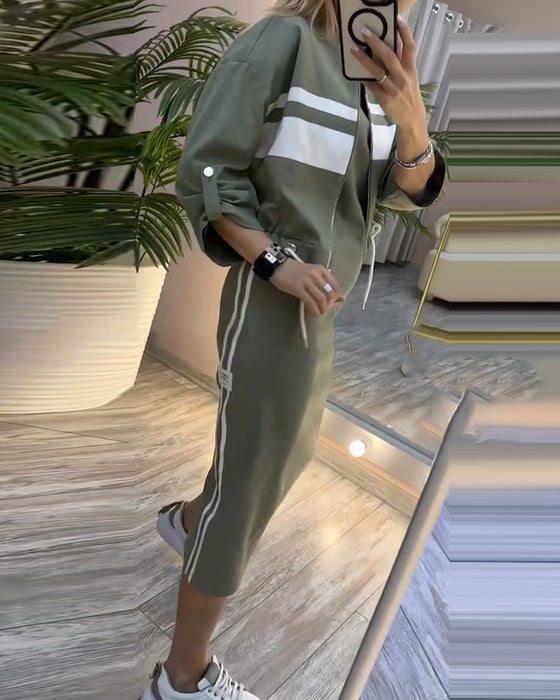 Zestaw casualowa kurtka sukienka bez rękawów