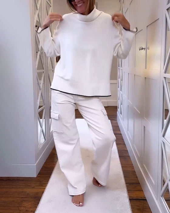 Pulower z wysokim dekoltem i długim rękawem