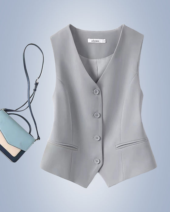 Damska kamizelka garniturowa w jednolitym kolorze