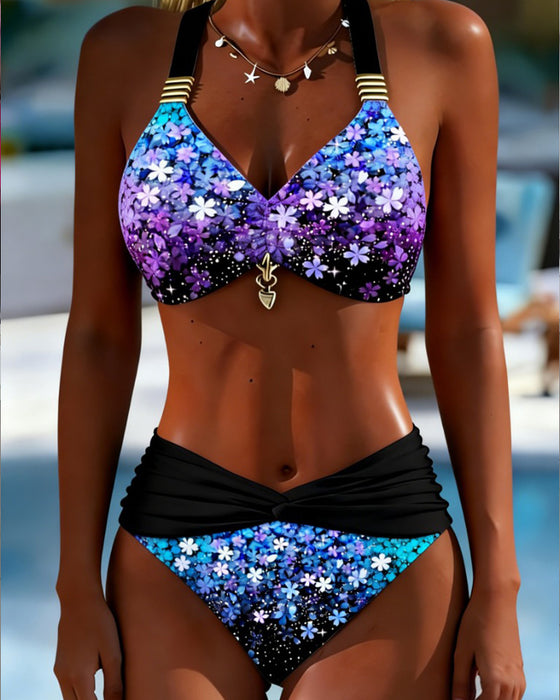 Bikini Na Szyję Dwuczęściowy W Nadruku