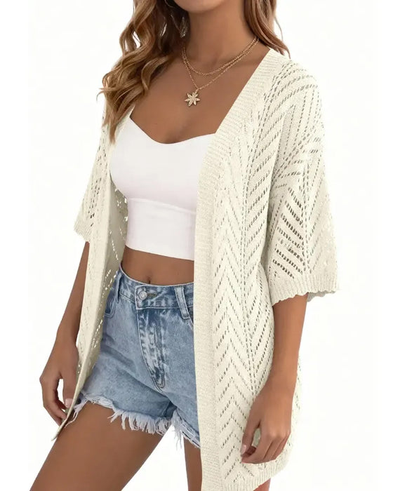 Cardigan Wycięcie Luźny Otwarty