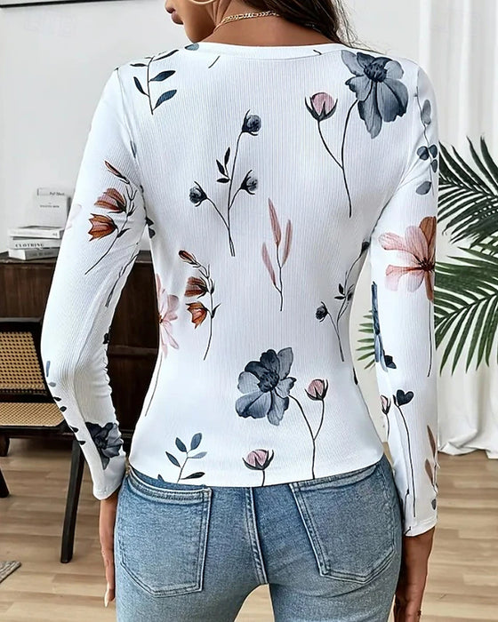 T-Shirt Z Kwiatowymi Wizerunkami I Wszechstronnym Designem