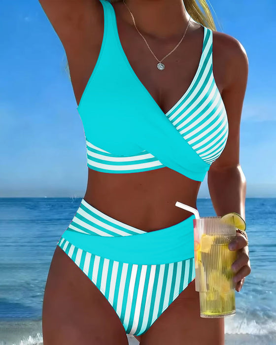 Bikini Krzyżowe Paski Drukowany