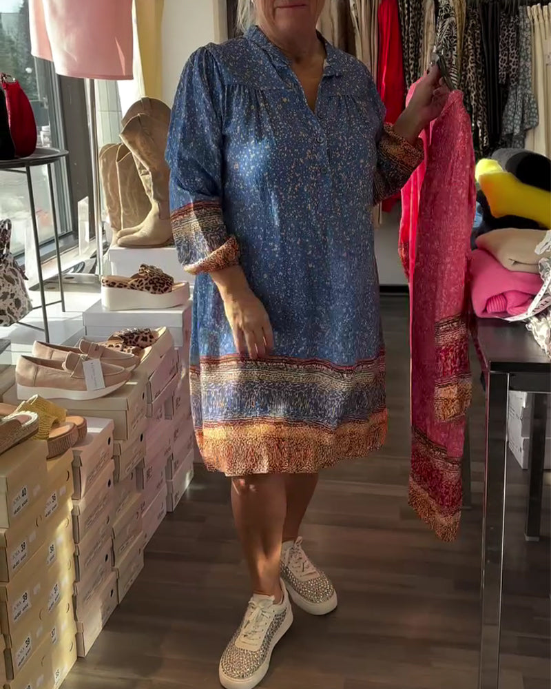 Sukienka Kwiatowy Nadruk Etniczny Styl