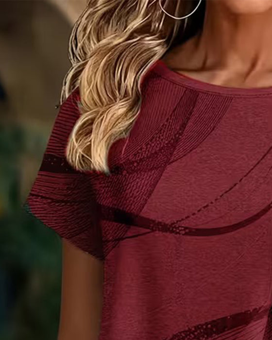 T-Shirt Krótki Rękaw Asymetryczny Brzeg