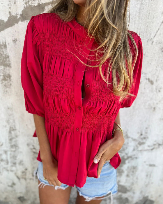 Bluzka Casual Moda Krótki Rękaw Jednolity Kolor