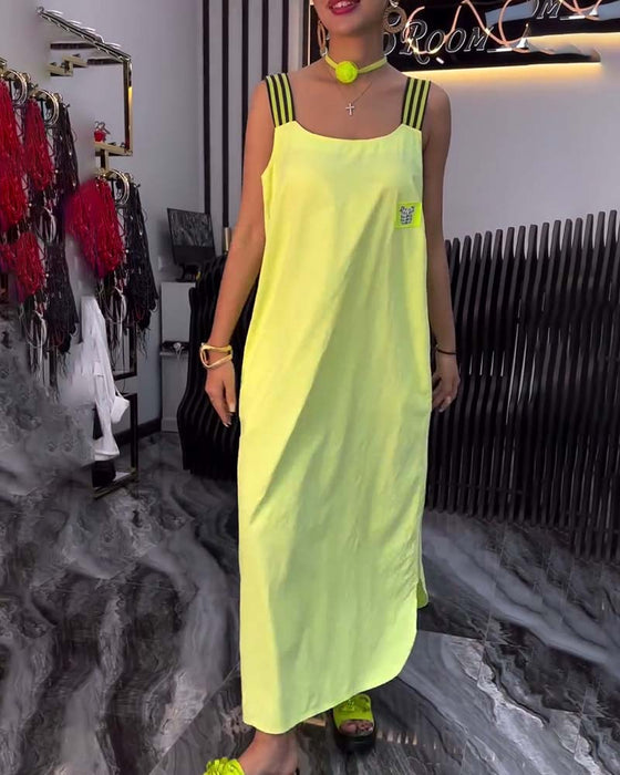 Sukienka Splicowana Zawieszenie Luźna