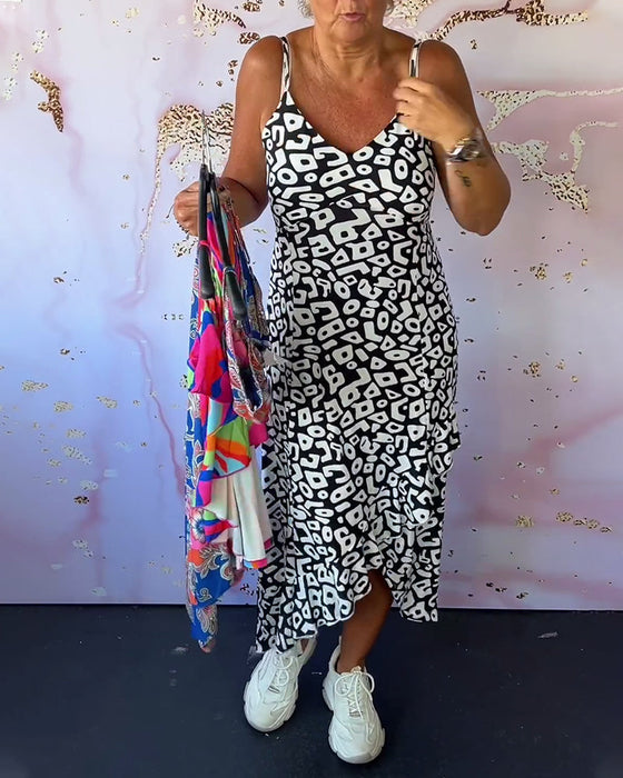 Patchworkowa sukienka na ramiączkach w stylu retro