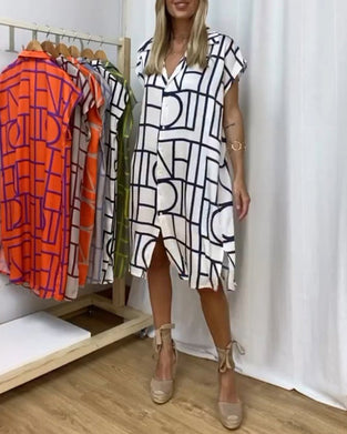Damska sukienka na co dzień z nadrukiem