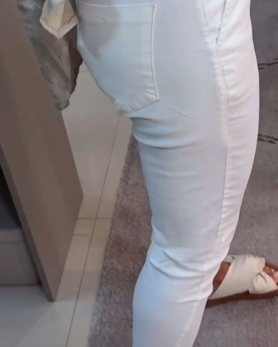 Spodnie Ołówkowe Casualowe Ze Ściągaczem