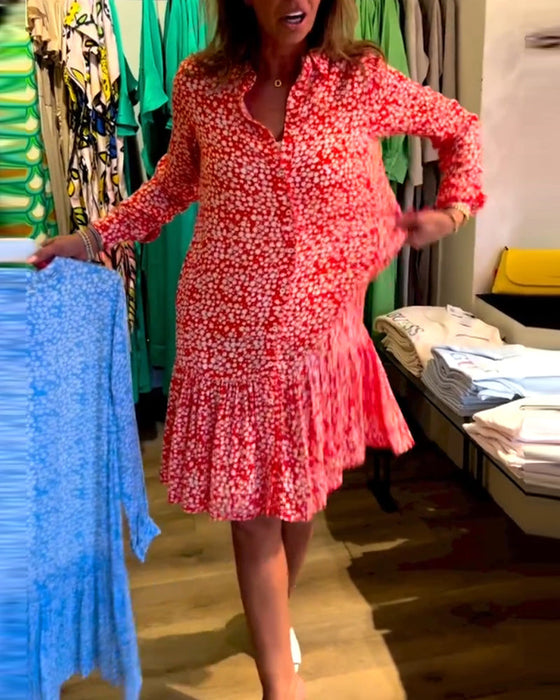 Sukienka z guzikami i dekoltem w kształcie litery V w kwiatowy wzór