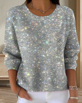 Casual Bluza Z Okrągłym Dekoltem