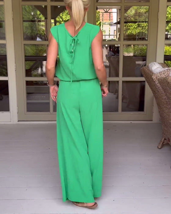 Jednokolorowy komplet bluzka i spodnie