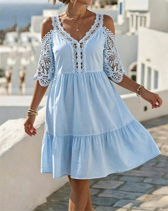 Sukienki Koronka Off-Shoulder Warstwowy Krótki