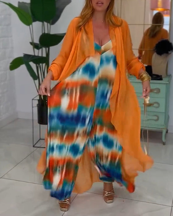 Zestaw kombinezon i kardigan o eleganckim i modnym stylu