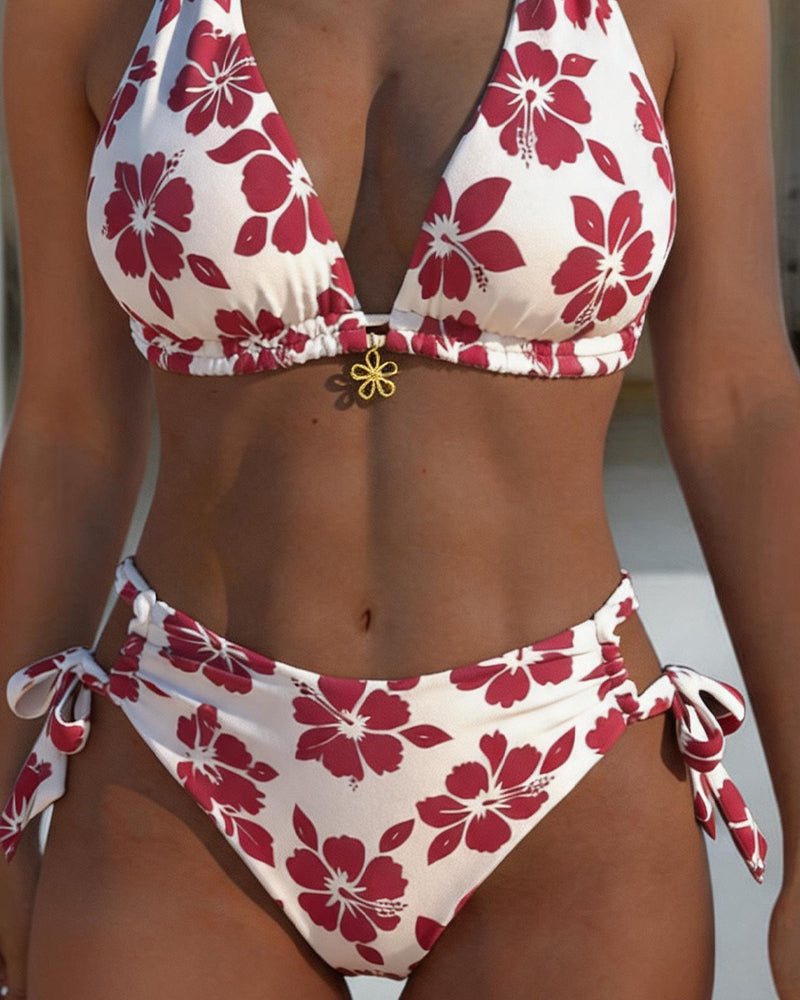 Bikini Hibiskus Druk Halter
