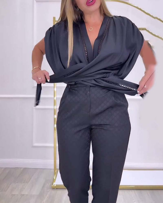 Bluzka Bufiaste Rękawy Jedno Ramię Jednolita