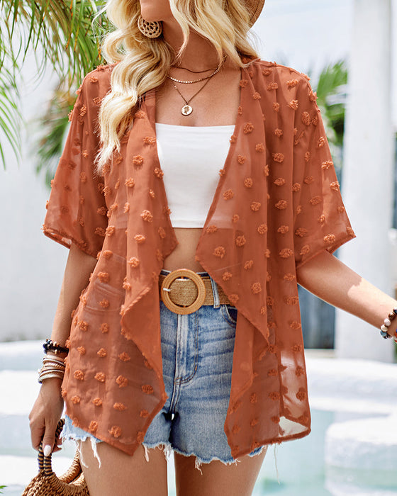 Żakardowa narzutka w jednolitym kolorze