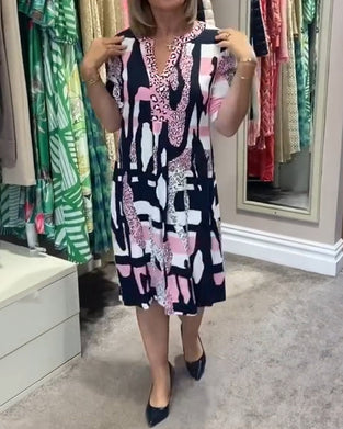 Damska sukienka midi w panterkę