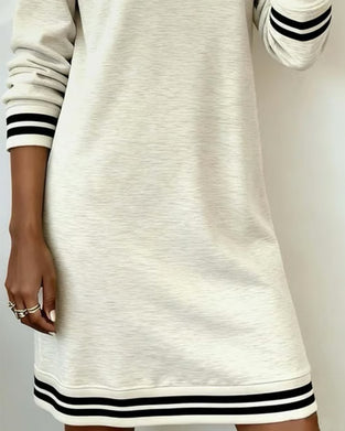Sukienka Z Kapturem W Paski Color-Block Casual