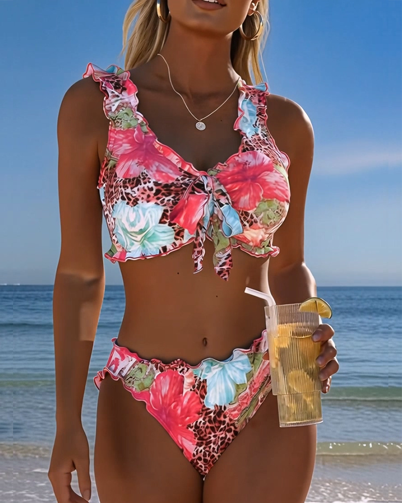 Bikinis Kwiatowy Lampart Patchwork