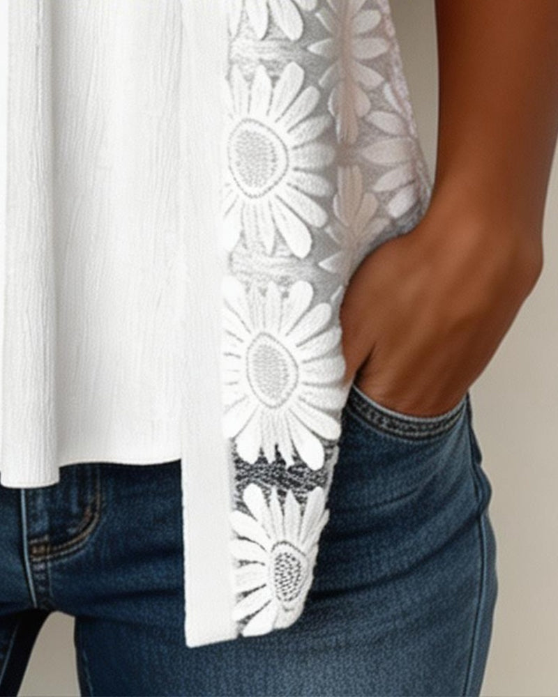 Bluzka Sztuczna Warstwowa Stokrotka Koronka Patchwork