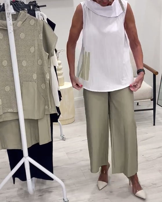 Garnitur Bez Rękawów Szeroki Kołnierz Modny