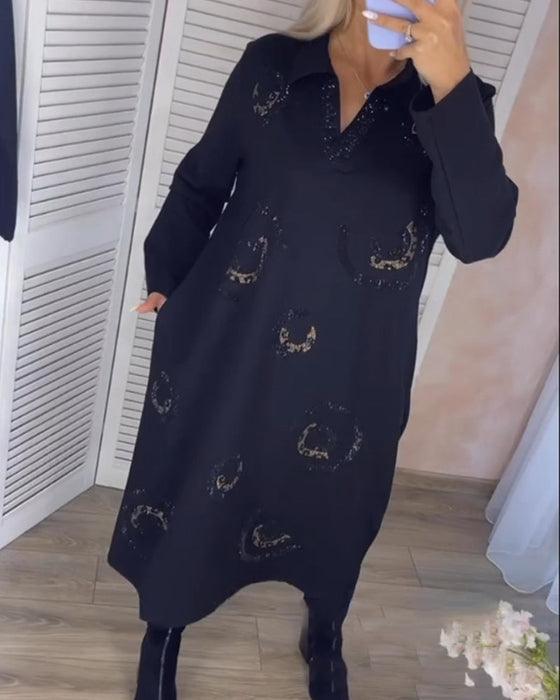 Sukienka midi z długim rękawem