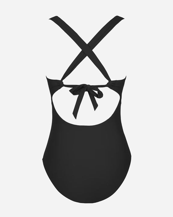 Jednoczęściowy strój kąpielowy z szelkami w jednolitym kolorze