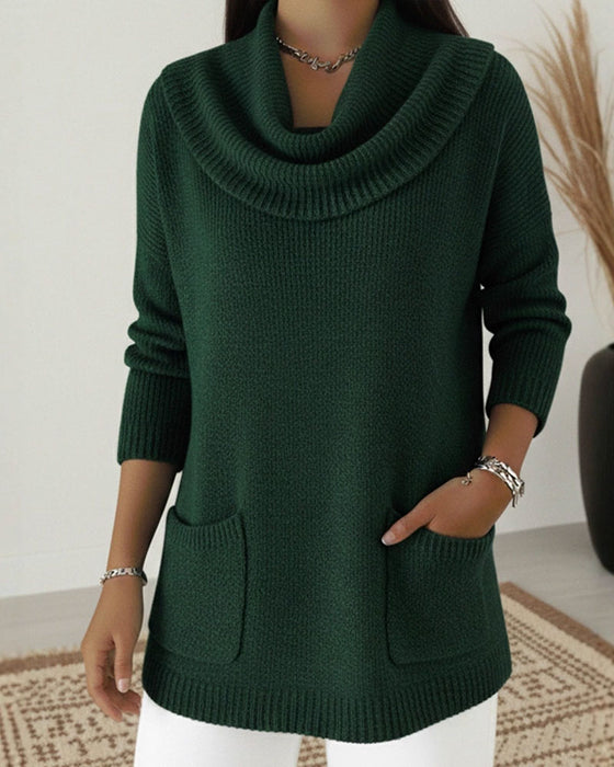 Sweter Z Golfem Chustkowym Długie Rękawy