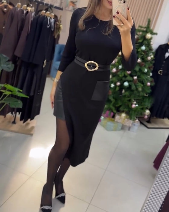 Spódnica Elegancka Dopasowana Bodycon Rozcięcie