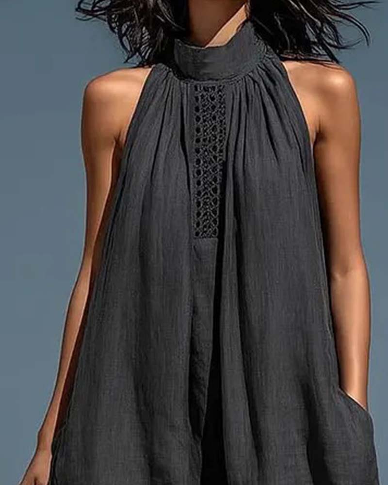 Jumpsuit Halter Szyja Bez Rękawów