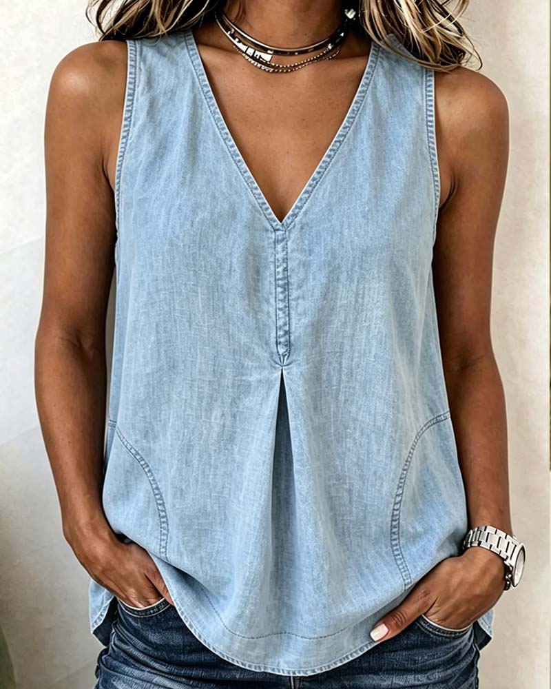 Top Dekolt V Denim