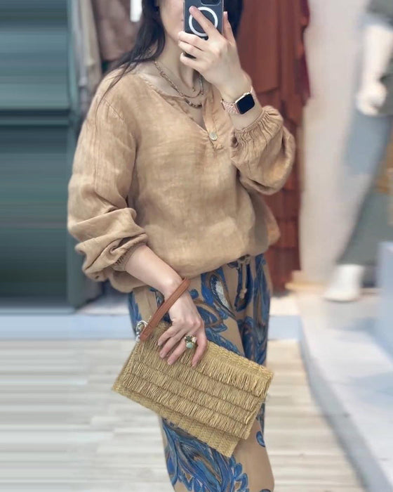 Zestaw z długim rękawem i nadrukiem w stylu casual