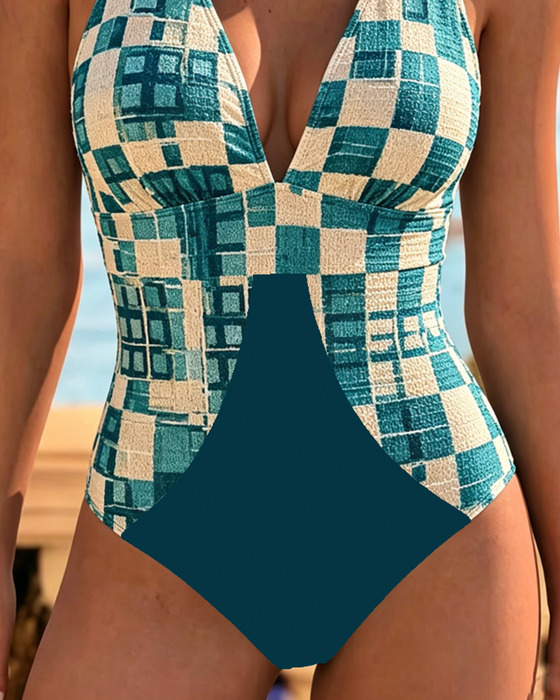 Jednoczęściowy Halter W Kratę