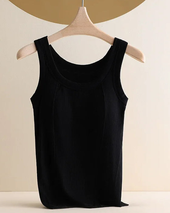 Top Cami Jednokolorowy Z Wbudowanym Biustonoszem