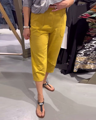 Spodnie Casual Zwężane Bawełna I Len Krótkie