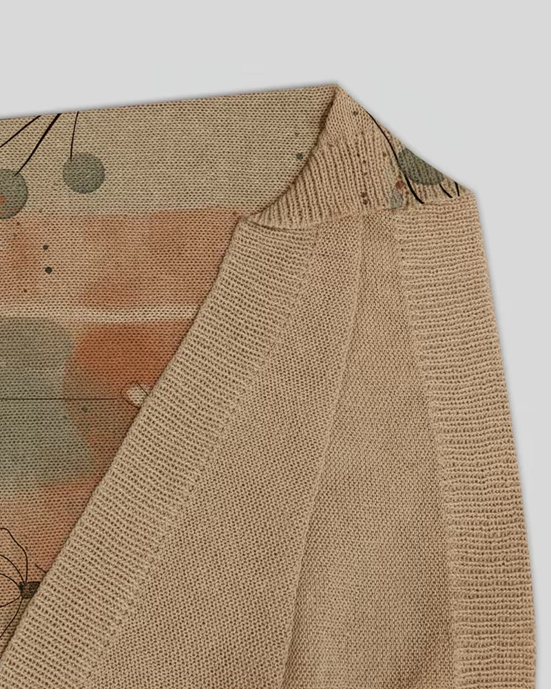 Sweter Drukowany Krótki Rękaw Okrągły Dekolt Pulower